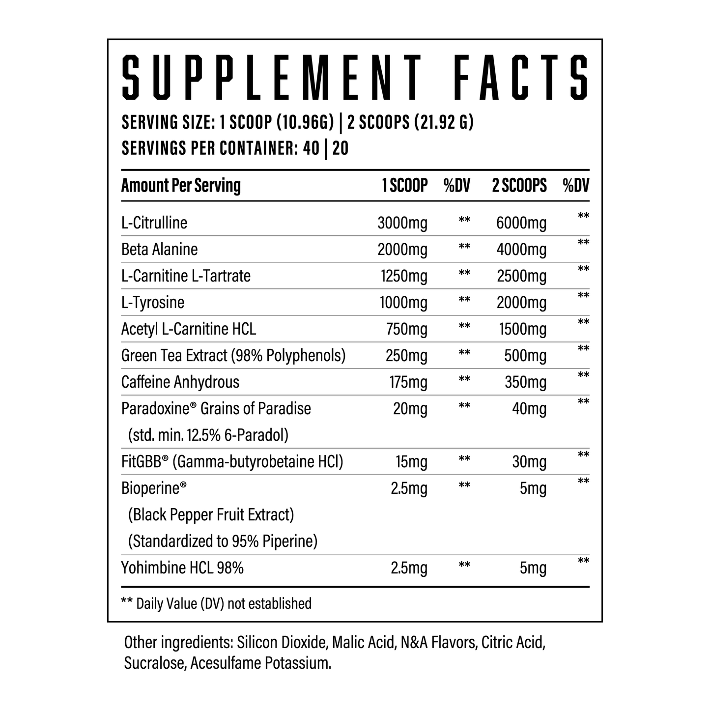 Wrecked Inferno Thermogenic Pre Workout Supplement Facts