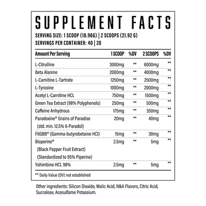 Wrecked Inferno Thermogenic Pre Workout Supplement Facts