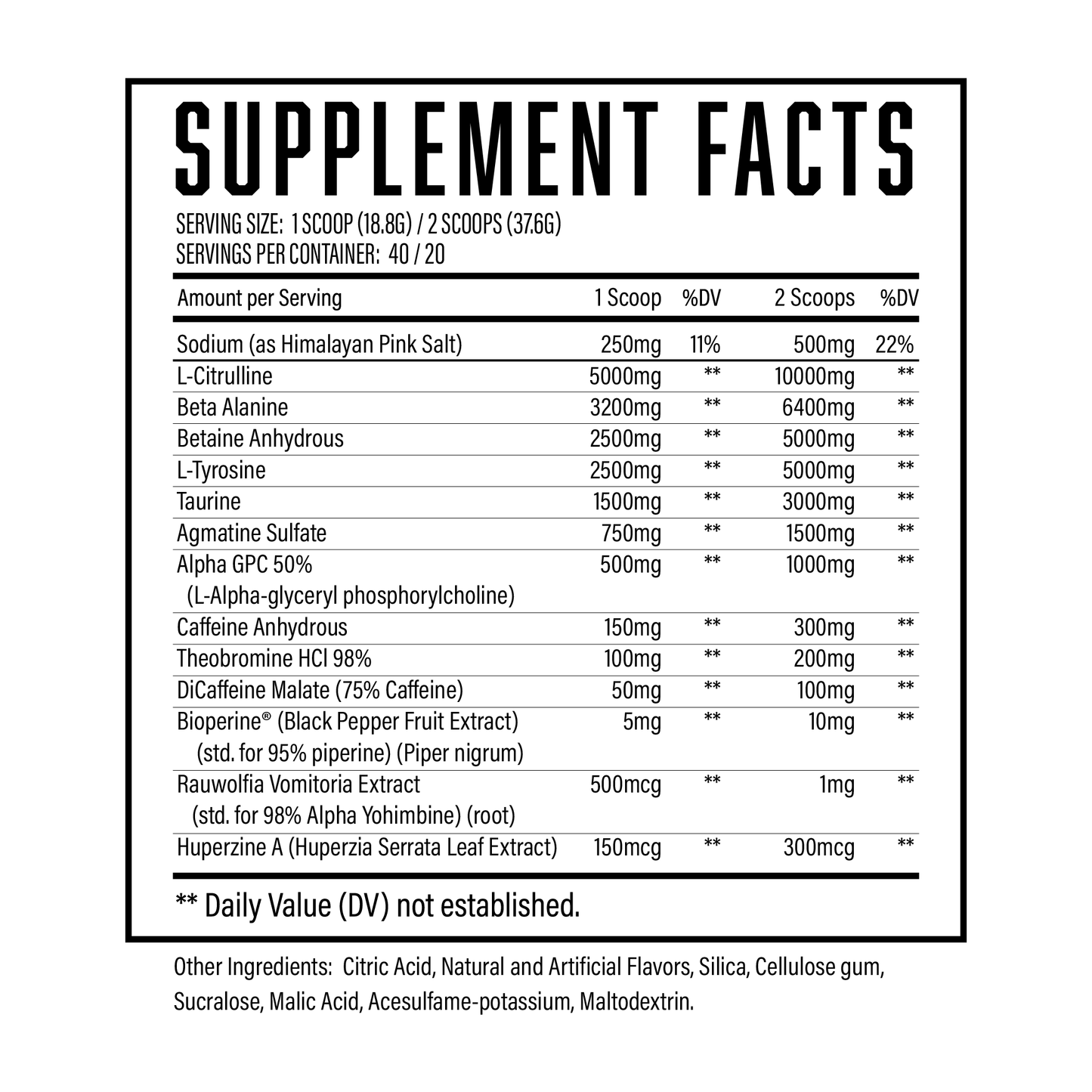 Wrecked Supplement Facts NEW Formula